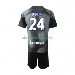Camisola Inter de Milão Andre Onana 24 Guarda-redes Criança Equipamento Primeiro 2022-2023 Manga Curta